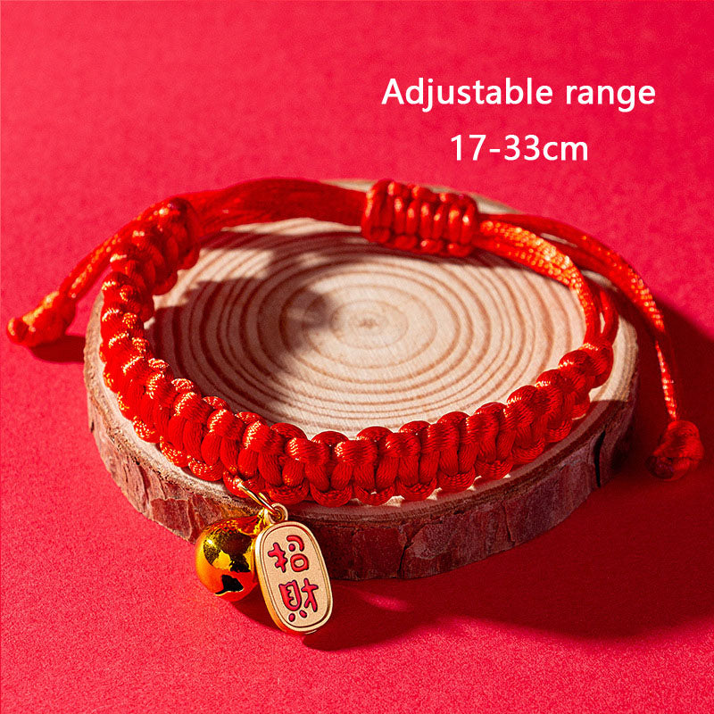 Cat Collar Red Rope With Lucky Bell & Lock - Good Fortune canrusupet
