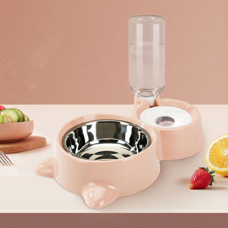 Dog Bowl Stainless Steel Double Dish - Auto Waterer for Pet canrusupet