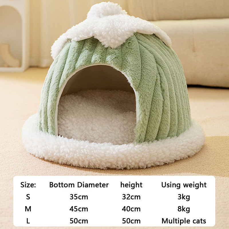 Arctic Snowhouse Enclosed Pumpkin Style Cat Bed For Pet canrusupet