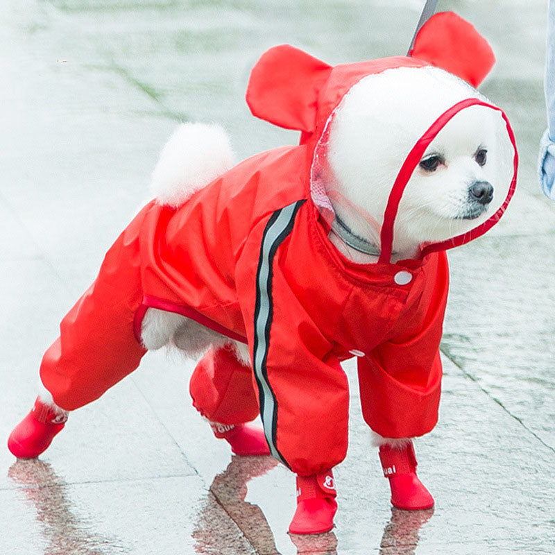 Dog Raincoat | Waterproof Full-Coverage 4-Leg For Small Dog canrusupet