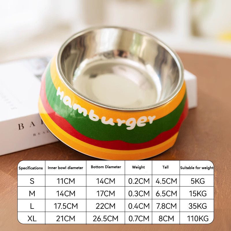 Cartoon Print Stainless Steel Dog Bowl For Large/Medium Dogs canrusupet