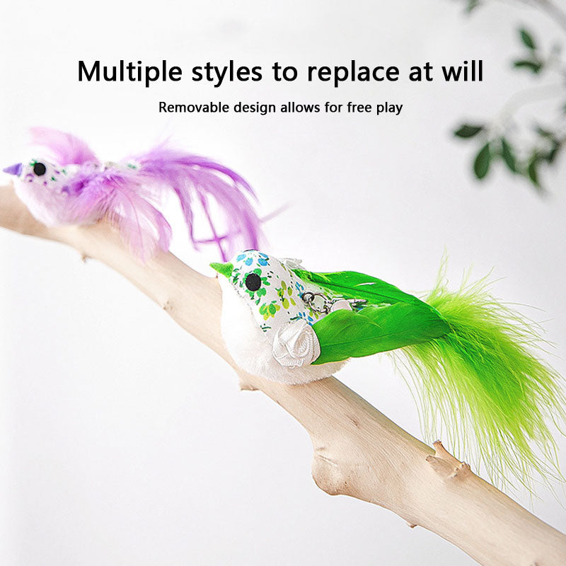 Chew-Proof Kitten Cat Toys - Replaceable Feather Teaser canrusupet