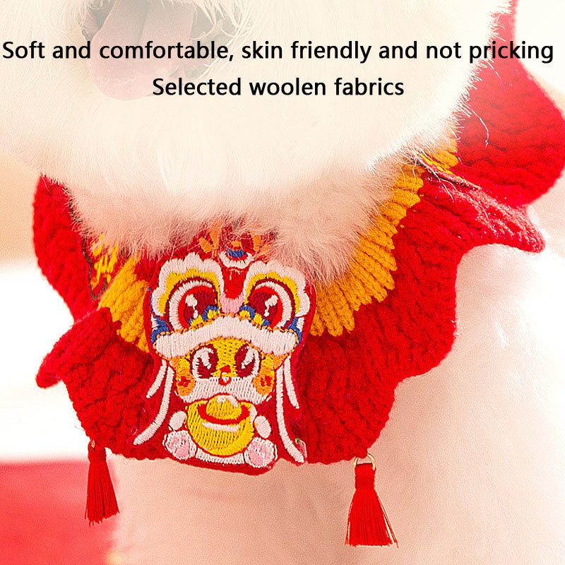 Festive Winter Cat Collar - Knit Christmas Bib For Cats canrusupet