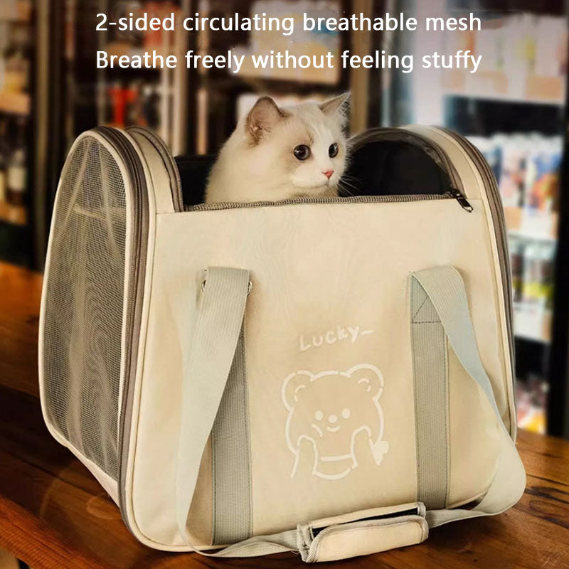 Large 4-Season Pet Carrier Bag For Dogs - Mesh Window Tote canrusupet