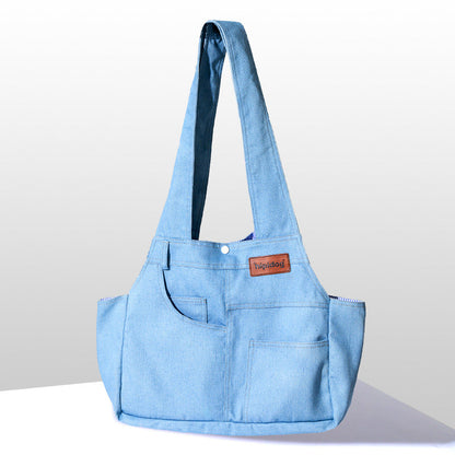 Pet Carrier Bag For Dogs: Spacious Denim Crossbody Backpack canrusupet