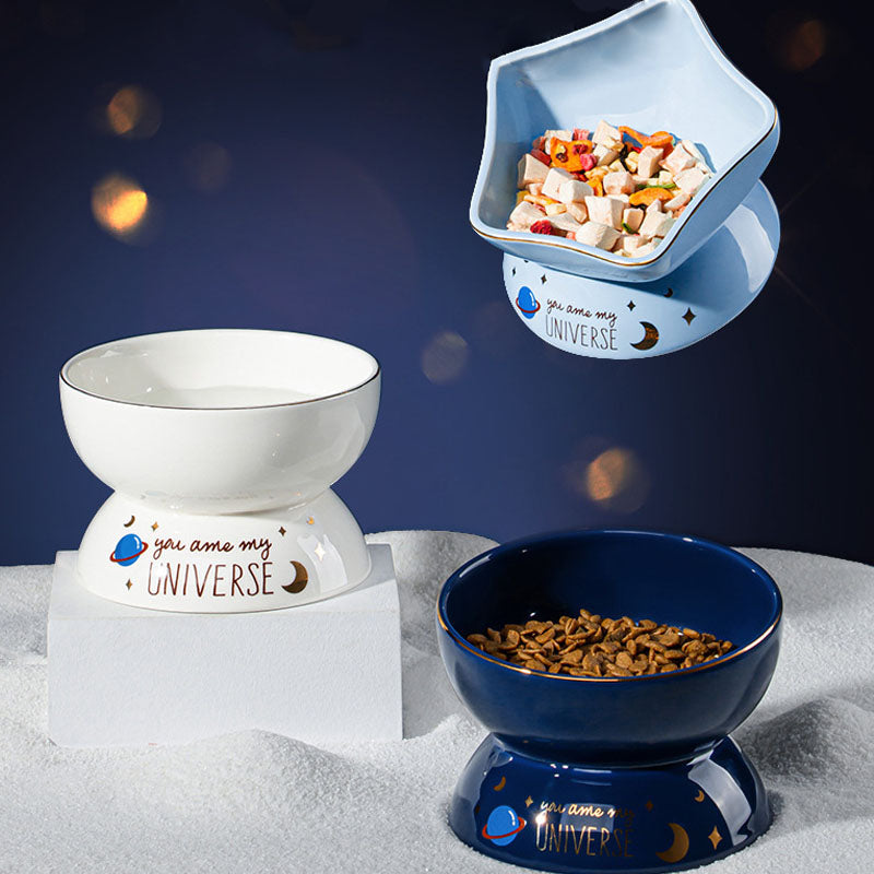 Starry Sky Ceramic Dog Bowl - Pet Feeding & Water Bowl canrusupet
