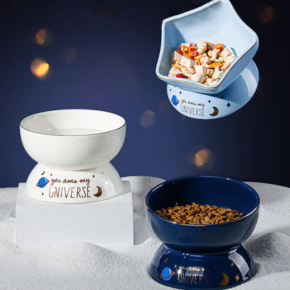 Starry Sky Ceramic Dog Bowl - Pet Feeding & Water Bowl canrusupet