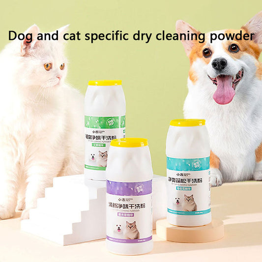 Dog Bath Dry Shampoo Powder - No-Rinse Deodorizing For Pet canrusupet