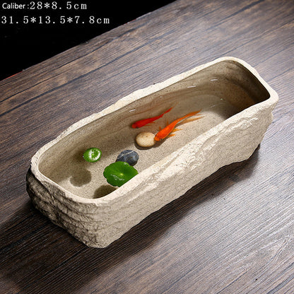 Fish Pond Ancient Landscaping Small Fish Tank Ecological Hydroponic Pond Bowl Basin - canrusupet