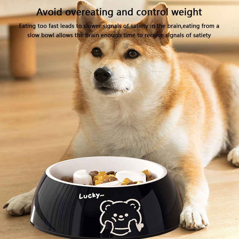 Non-Spill Slow Feeder Melamine Dog Bowl - Large Pet Dish canrusupet