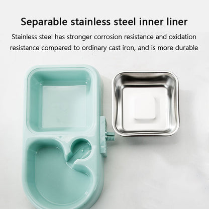 Stainless Dog Bowl & Cat Water Bowl Cage-Mounted 2-in-1 canrusupet