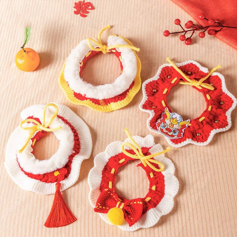 Adjustable Knitted Cat Collar - Christmas & New Year Festive canrusupet