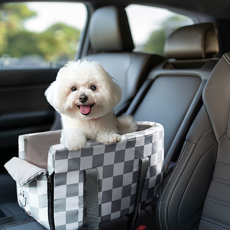 Dog Car Seat Plaid Travel Bed, Portable Pet Carrier For Cars canrusupet