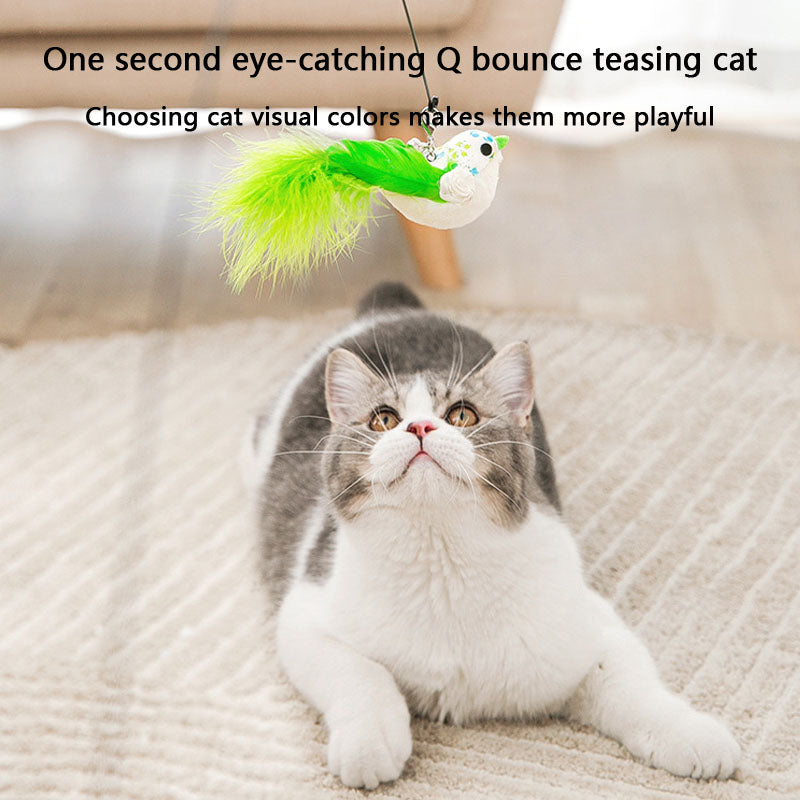 Chew-Proof Kitten Cat Toys - Replaceable Feather Teaser canrusupet