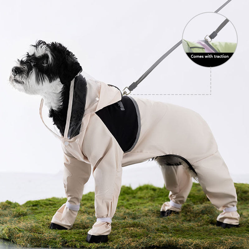 Dog Raincoat 4-Leg Waterproof Full-Cover W/Tail - Small Dogs canrusupet