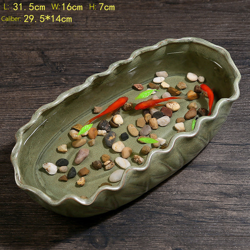 Fish Pond Ancient Landscaping Small Fish Tank Ecological Hydroponic Pond Bowl Basin - canrusupet