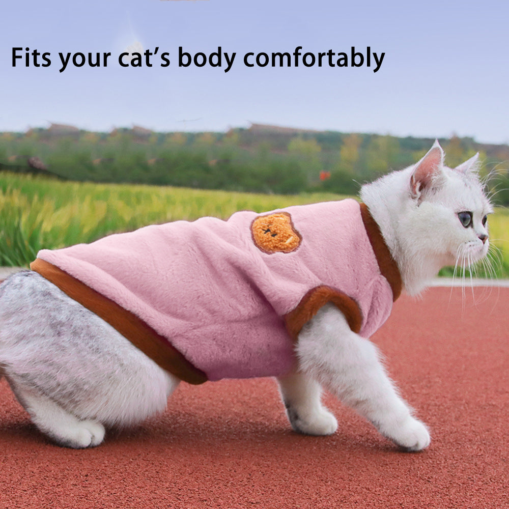 Embroidered Plush Pet Cat Clothes - canrusupet