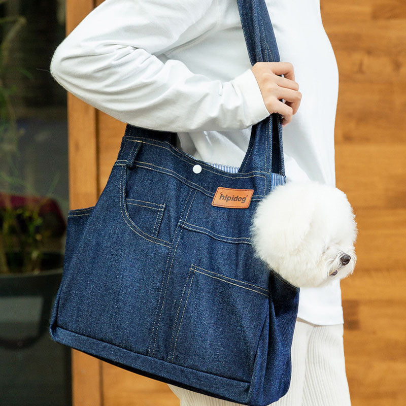 Pet Carrier Bag For Dogs: Spacious Denim Crossbody Backpack canrusupet
