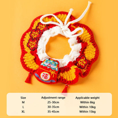 Festive Winter Cat Collar - Knit Christmas Bib For Cats canrusupet