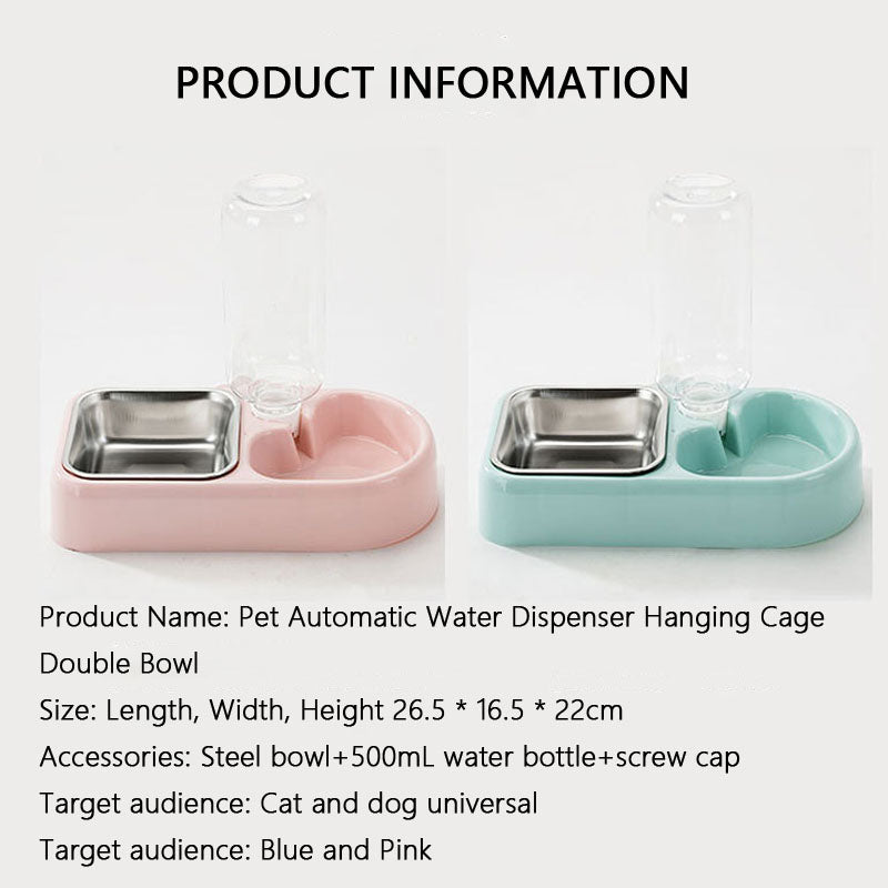 Stainless Dog Bowl & Cat Water Bowl Cage-Mounted 2-in-1 canrusupet