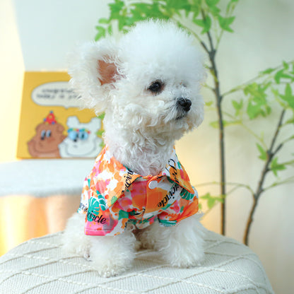 Pet Dog Clothes Colorful Floral Shirt - canrusupet