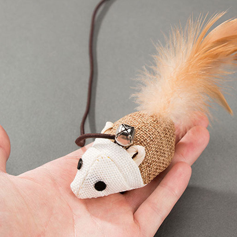 Interactive Cat Toys: Wooden Teaser Wand & Mouse Shape Toy canrusupet