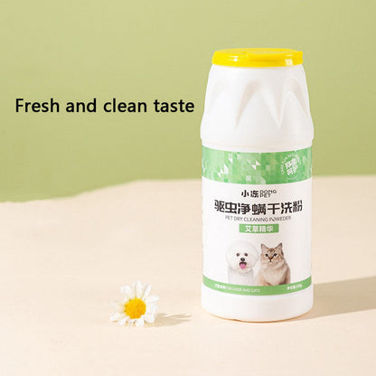Dog Bath Dry Shampoo Powder - No-Rinse Deodorizing For Pet canrusupet