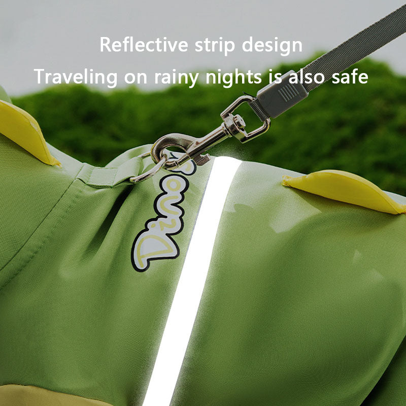 4-Leg Dog Raincoat Tail Protector - Dino Style Waterproof canrusupet