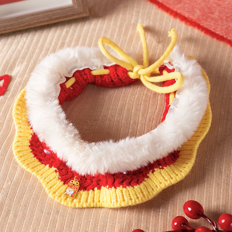 Adjustable Knitted Cat Collar - Christmas & New Year Festive canrusupet