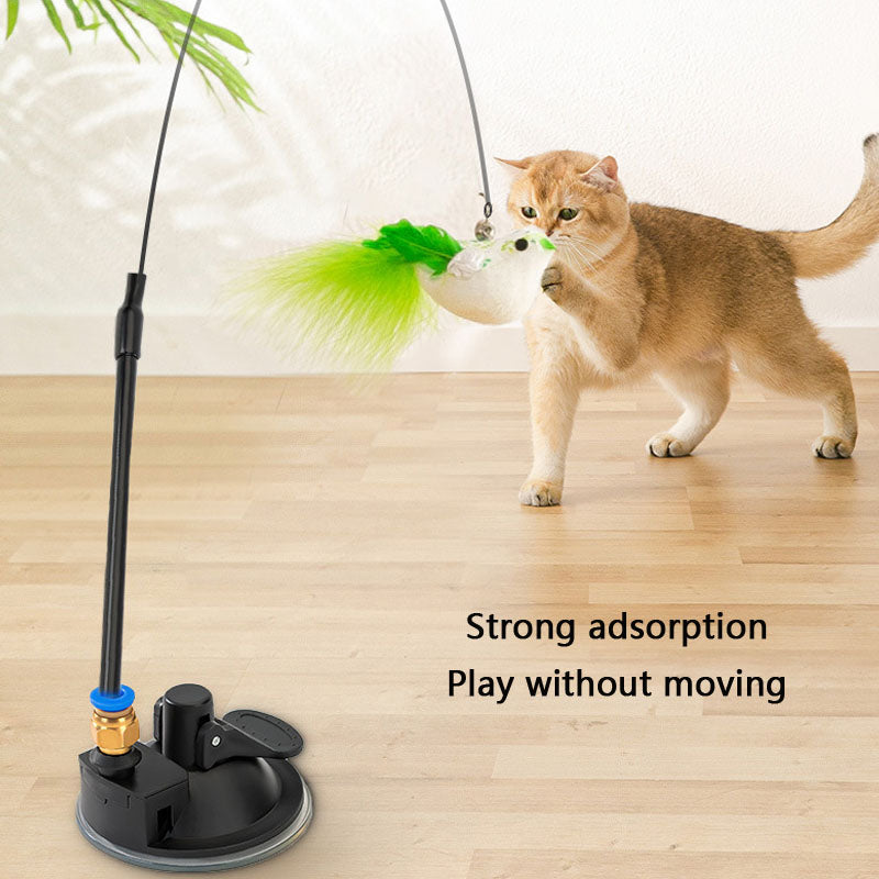 Cat Toys Teaser Wand - Chew-Proof Rod & Replaceable Head canrusupet