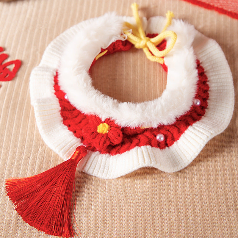 Adjustable Knitted Cat Collar - Christmas & New Year Festive canrusupet