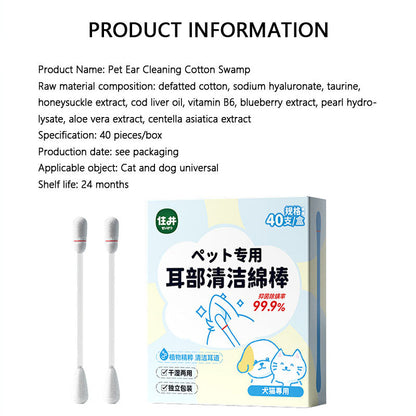 Cleaning Ears Dogs Kit - Cotton Swabs & Solution canrusupet