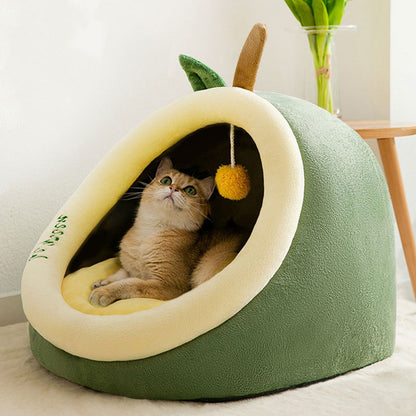 Cute Style Warm Semi-closed Cat Bed For Small Dog And Cat