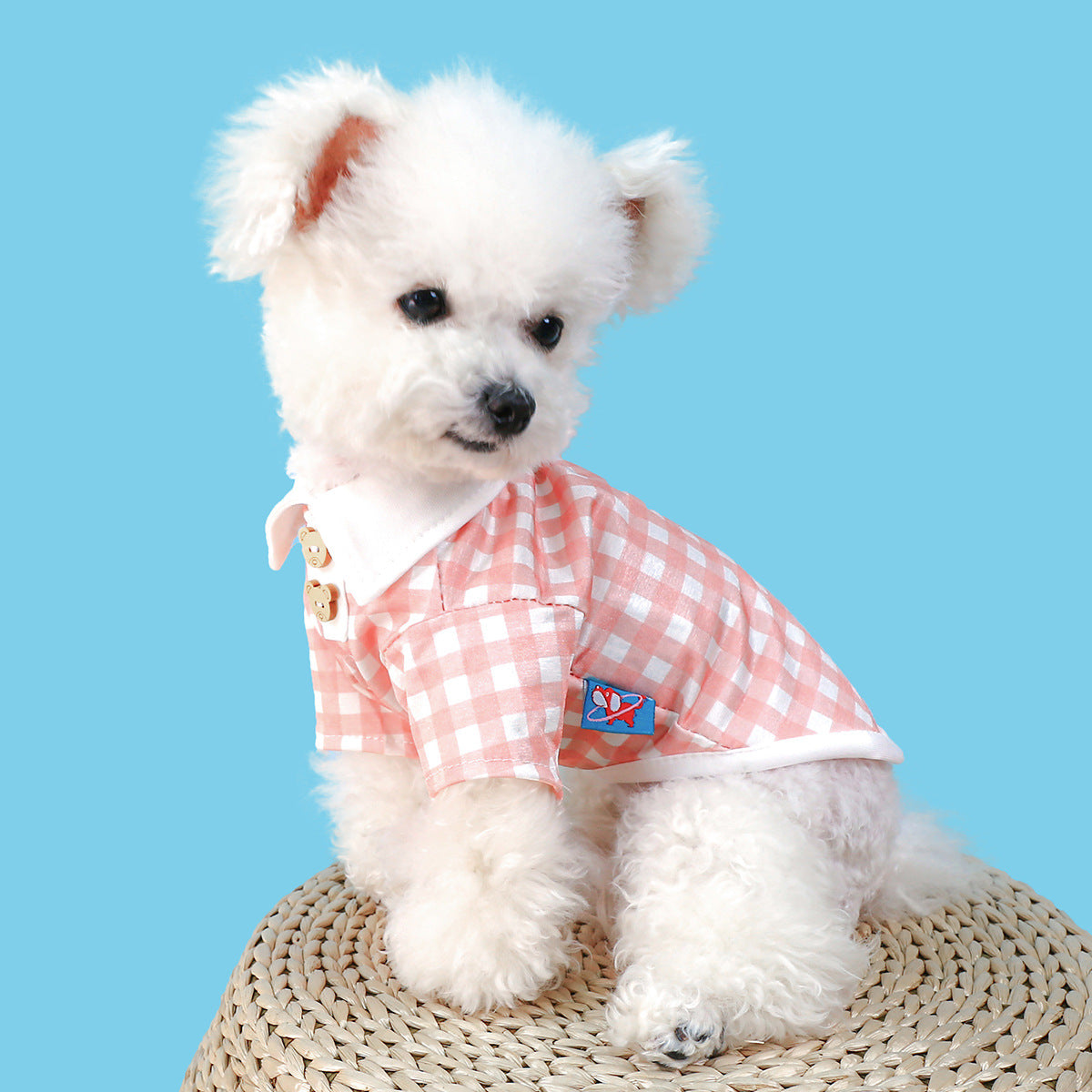 Dog Or Cat Clothes Bear Checkered Polo Shirt - canrusupet