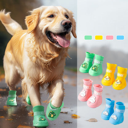Silicone Material Dog Shoes Rain Boots To Large Dogs canrusupet