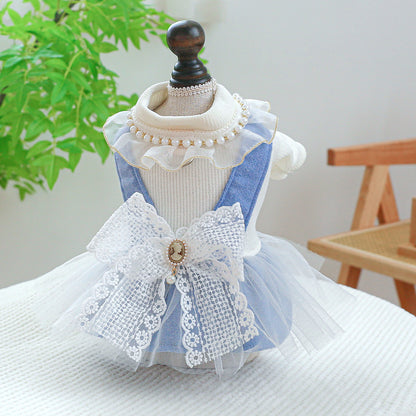 Dog Or Cat Clothes Pearl Lace Skirt - canrusupet