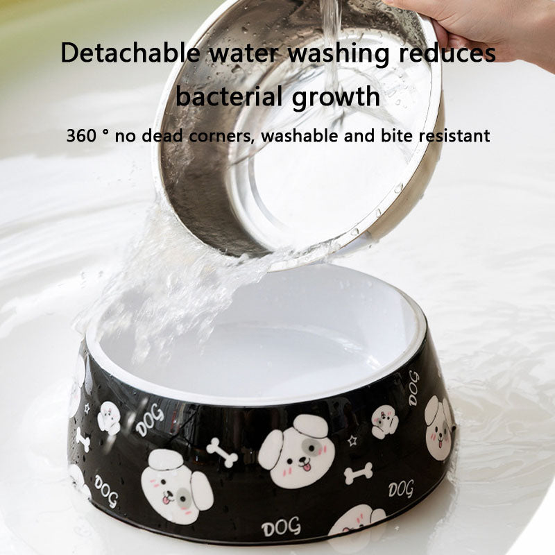 Cartoon Print Stainless Steel Dog Bowl For Large/Medium Dogs canrusupet