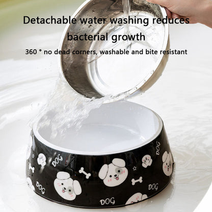 Cartoon Print Stainless Steel Dog Bowl For Large/Medium Dogs canrusupet