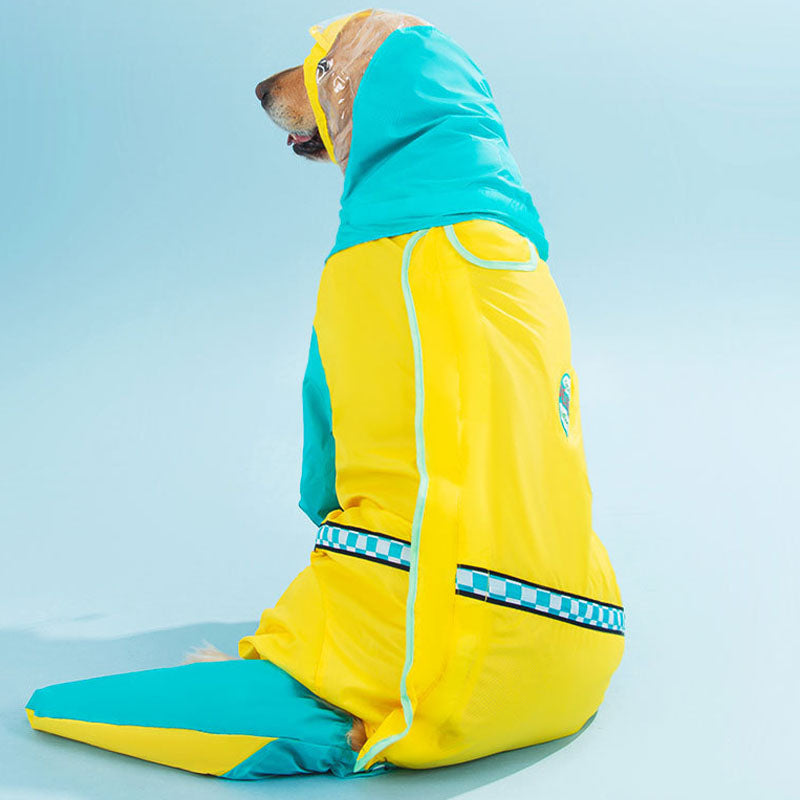 Waterproof Dog Raincoat For Large Dogs - Color-Block Design canrusupet