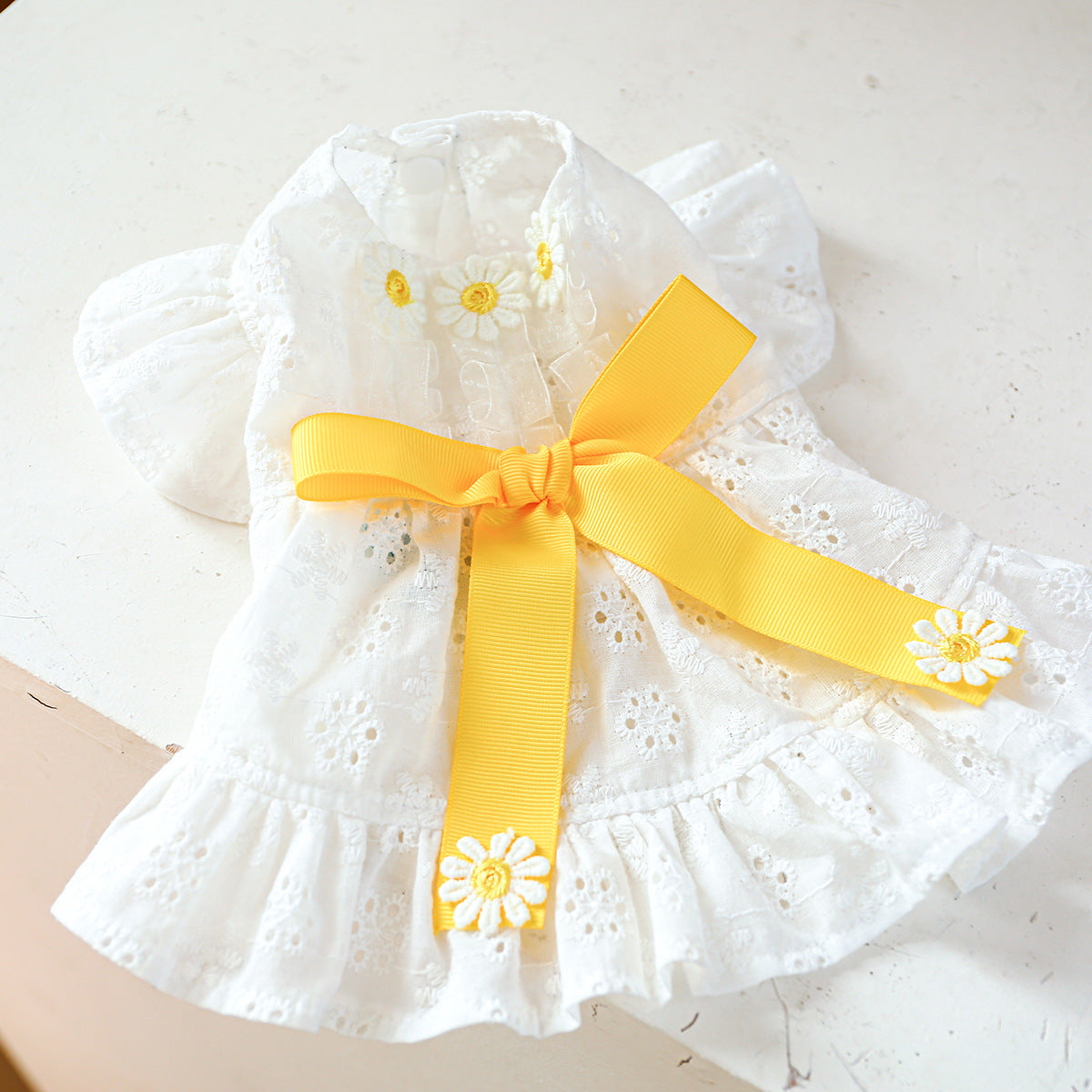 Dog Or Cat Clothes With A Yellow Bow - canrusupet