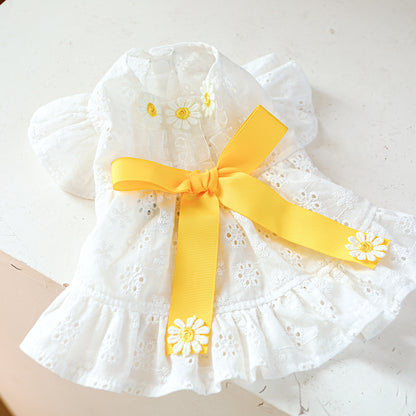 Dog Or Cat Clothes With A Yellow Bow - canrusupet