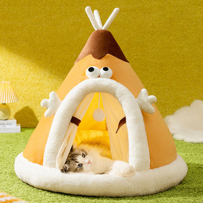 Triangle Shape Tent Style Cat House For Cats Small Dogs canrusupet
