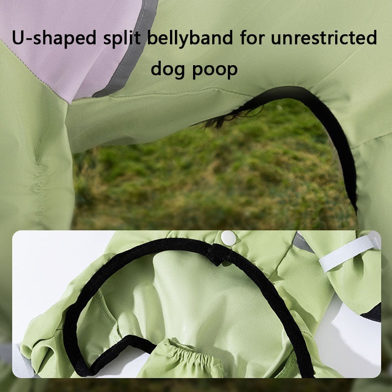 Dog Raincoat 4-Leg Waterproof Full-Cover W/Tail - Small Dogs canrusupet
