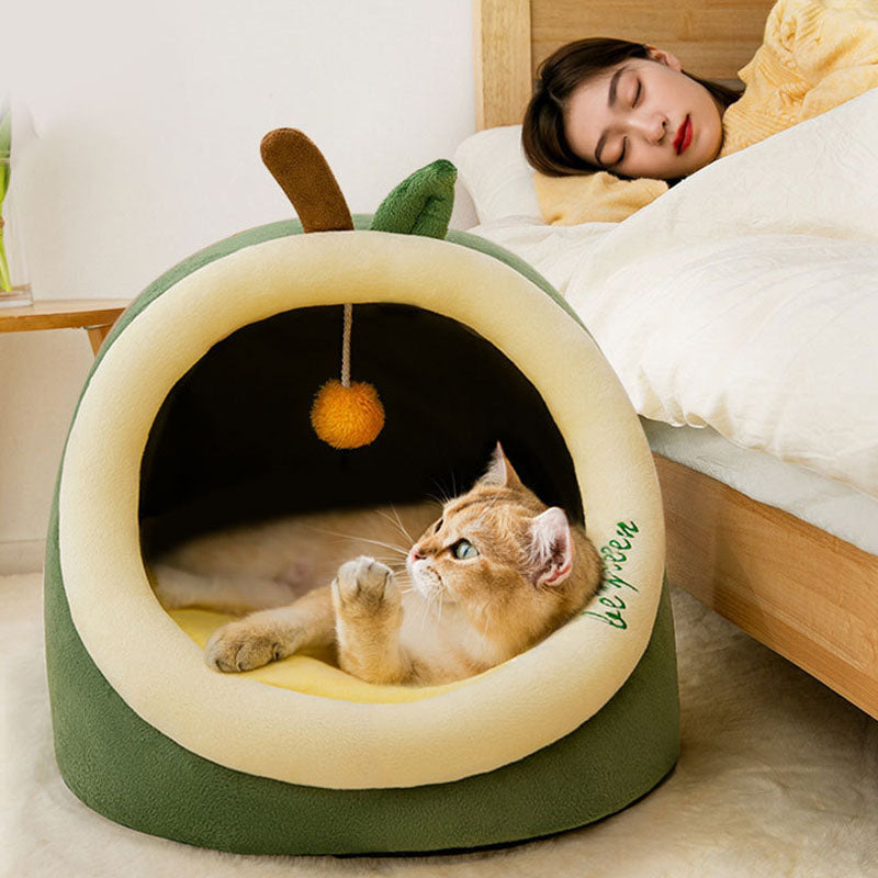 Cute Style Warm Semi-closed Cat Bed For Small Dog And Cat
