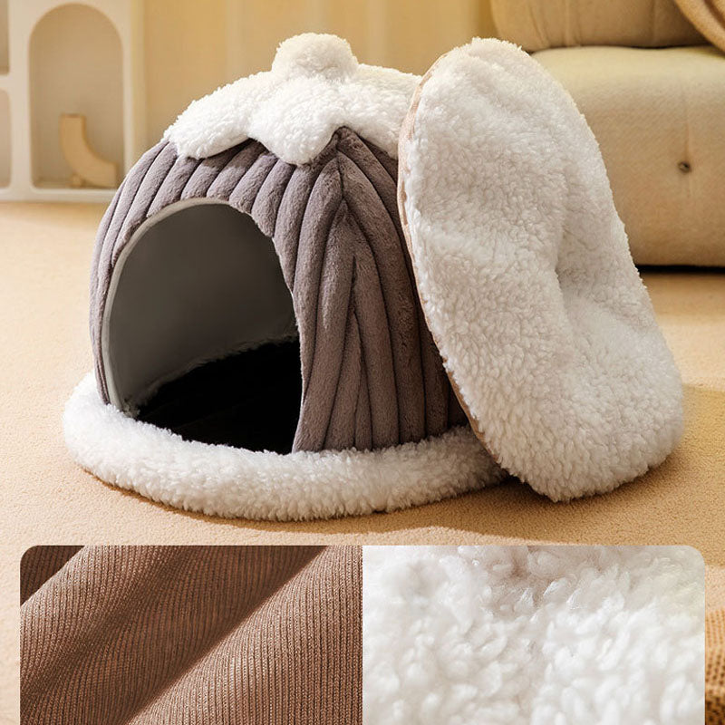 Arctic Snowhouse Enclosed Pumpkin Style Cat Bed For Pet canrusupet