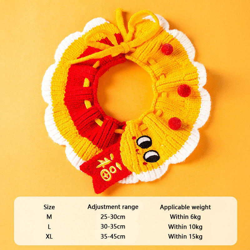 Festive Winter Cat Collar - Knit Christmas Bib For Cats canrusupet