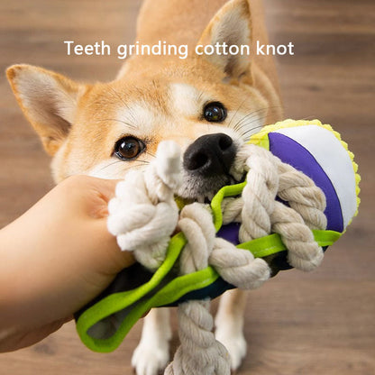Squeaky Dog Toys | Candy-Striped Cotton Rope Slippers canrusupet