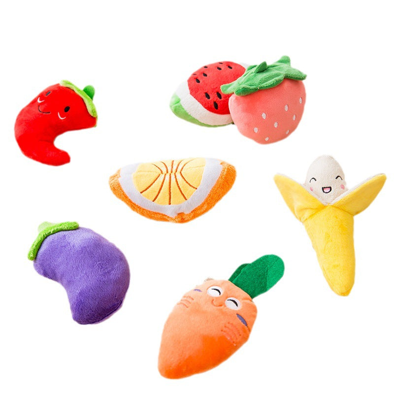 Squeaky Fruit & Veggie Plush Dog Chew Toys For Small Dogs canrusupet