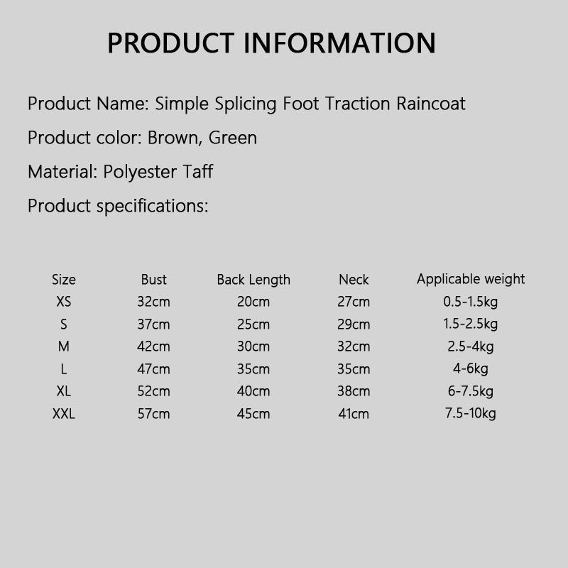 Dog Raincoat 4-Leg Waterproof Full-Cover W/Tail - Small Dogs canrusupet