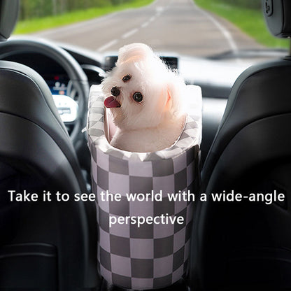 Dog Car Seat Plaid Travel Bed, Portable Pet Carrier For Cars canrusupet